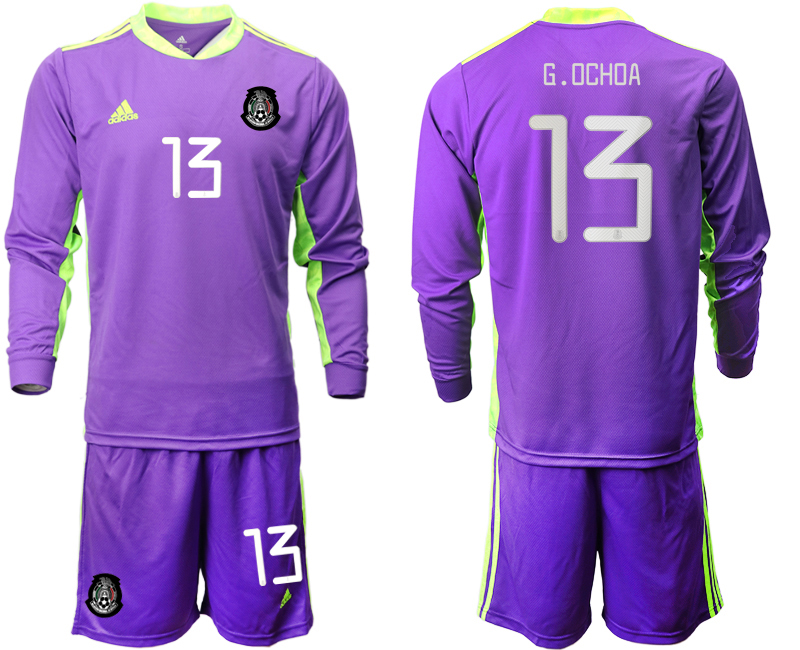 Men 2020-2021 Season National team Mexico goalkeeper Long sleeve pruple #13 Soccer Jersey->mexico jersey->Soccer Country Jersey